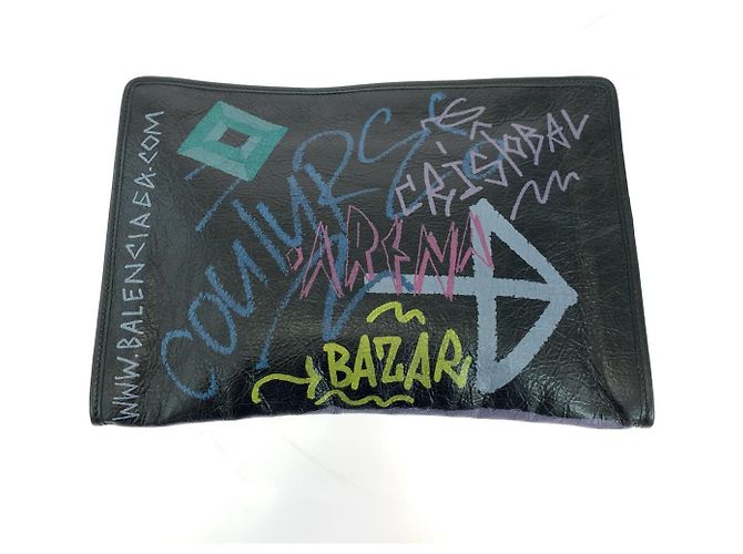 Clutch in pelle Balenciaga nera multicolore Nero - vista 2