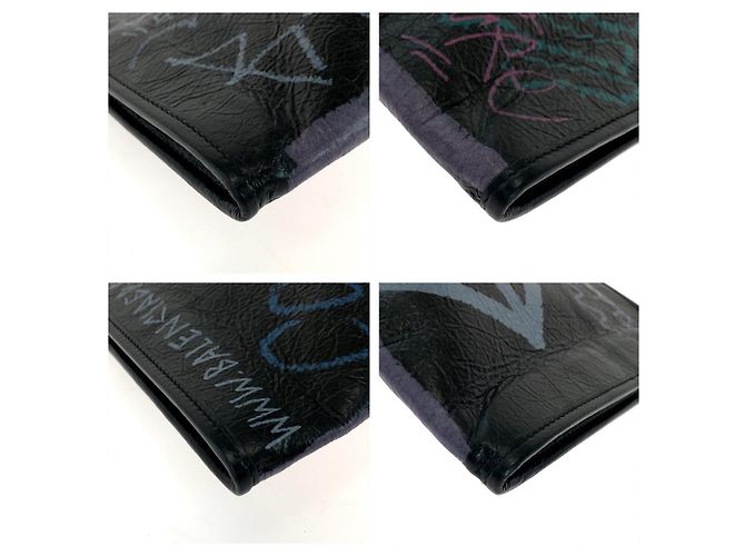Clutch in pelle Balenciaga nera multicolore Nero - vista 3