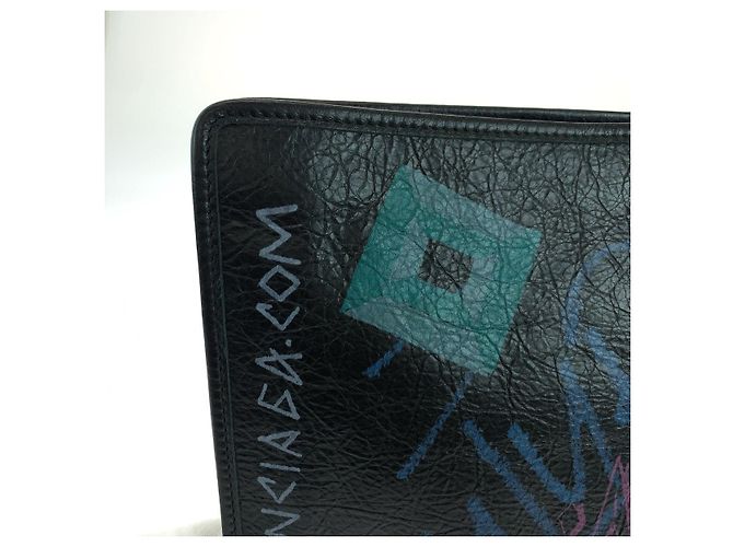 Clutch in pelle Balenciaga nera multicolore Nero - vista 5