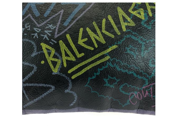 Clutch in pelle Balenciaga nera multicolore Nero - vista 6