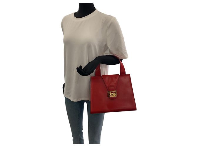 Céline Borsa a mano in pelle Celine Carrozza a cavallo Rosso - vista 7