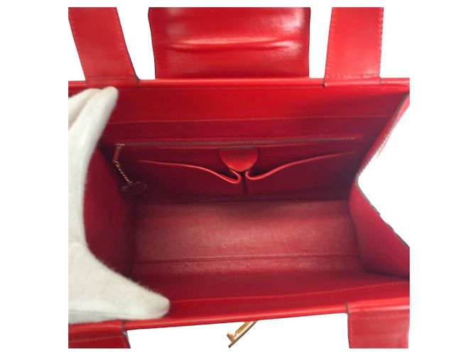 Céline Borsa a mano in pelle Celine Carrozza a cavallo Rosso - vista 9