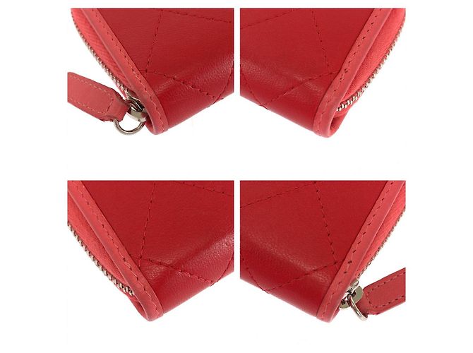 Billetera compacta de piel de cordero matelassé Chanel Roja - vista 2