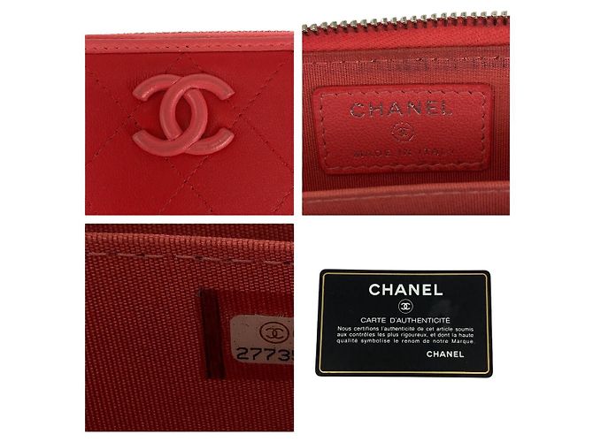 Billetera compacta de piel de cordero matelassé Chanel Roja - vista 4