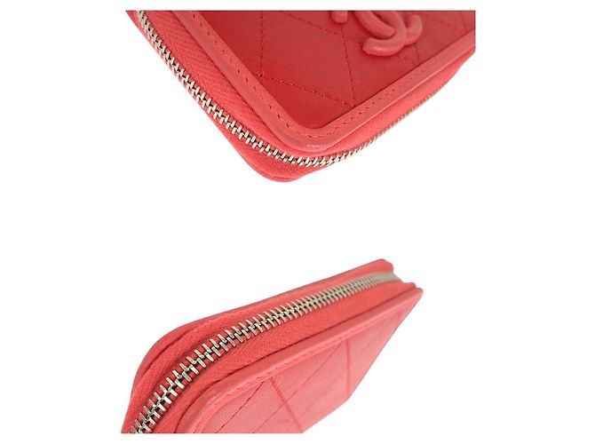 Billetera compacta de piel de cordero matelassé Chanel Roja - vista 6