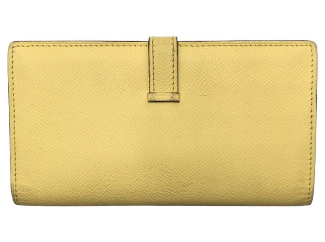 Portafoglio lungo giallo Hermès con hardware argentato - vista 2