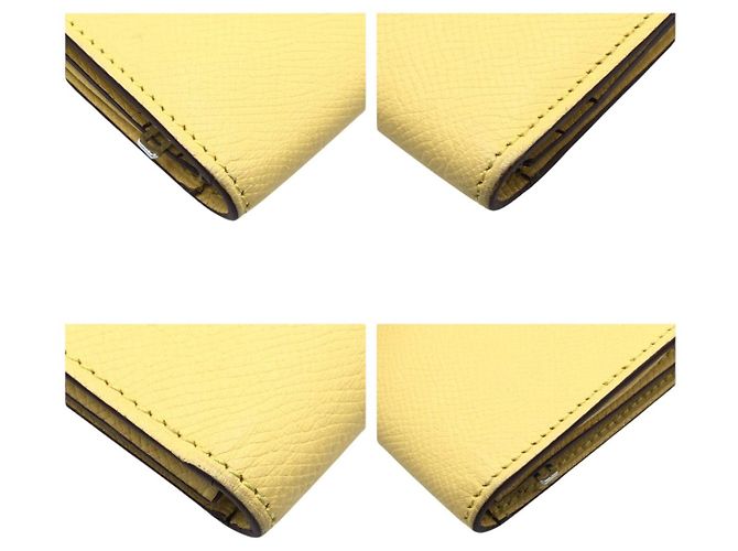 Portafoglio lungo giallo Hermès con hardware argentato - vista 3