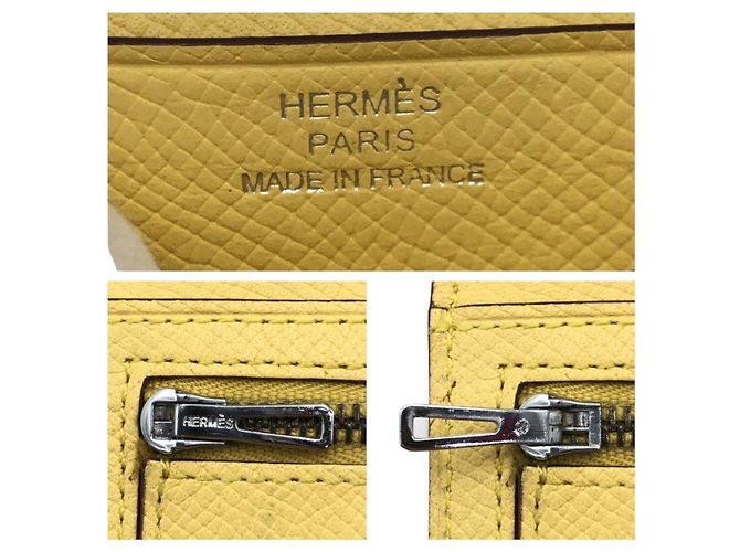 Portafoglio lungo giallo Hermès con hardware argentato - vista 4