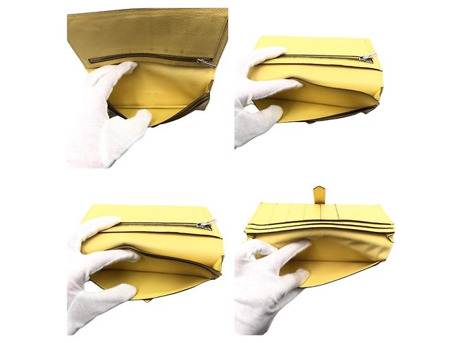 Portafoglio lungo giallo Hermès con hardware argentato - vista 6