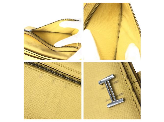 Portafoglio lungo giallo Hermès con hardware argentato - vista 7