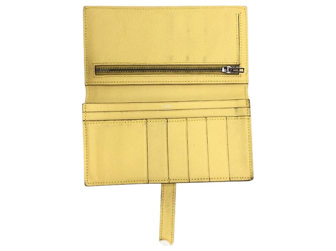Portafoglio lungo giallo Hermès con hardware argentato - vista 8
