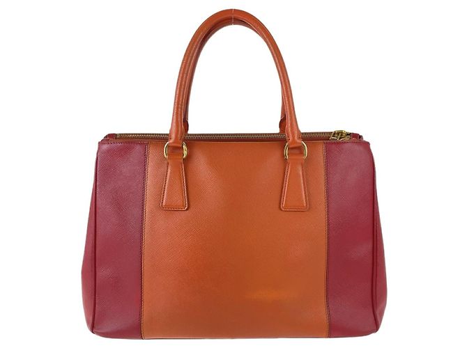 Bolso Tote de cuero Saffiano con logo triangular de Prada Naranja - vista 2