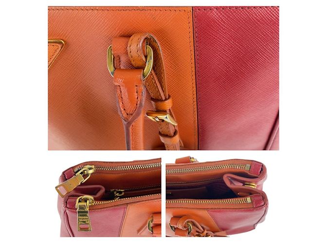Bolso Tote de cuero Saffiano con logo triangular de Prada Naranja - vista 6