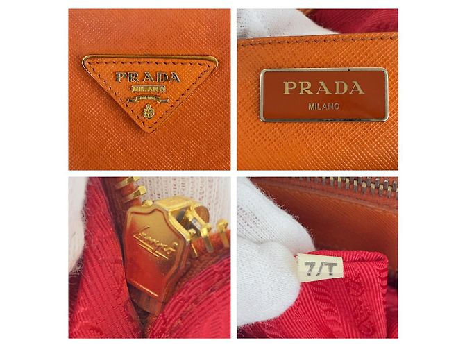 Bolso Tote de cuero Saffiano con logo triangular de Prada Naranja - vista 7