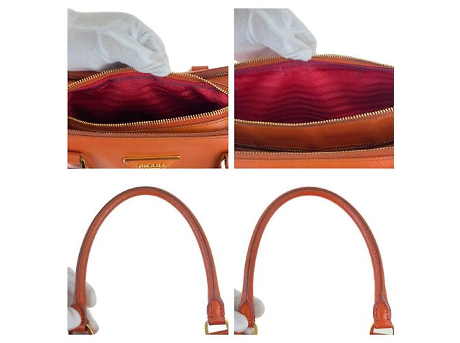 Bolso Tote de cuero Saffiano con logo triangular de Prada Naranja - vista 8