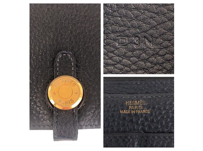 Portafoglio Lungo Dogon GM Hermès Nero Oro - vista 6