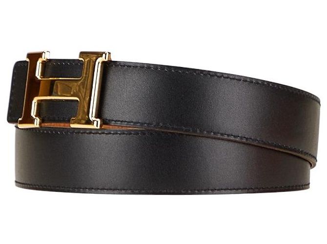 Cinturón Hermès Constance H de piel box Togo Negro - vista 2