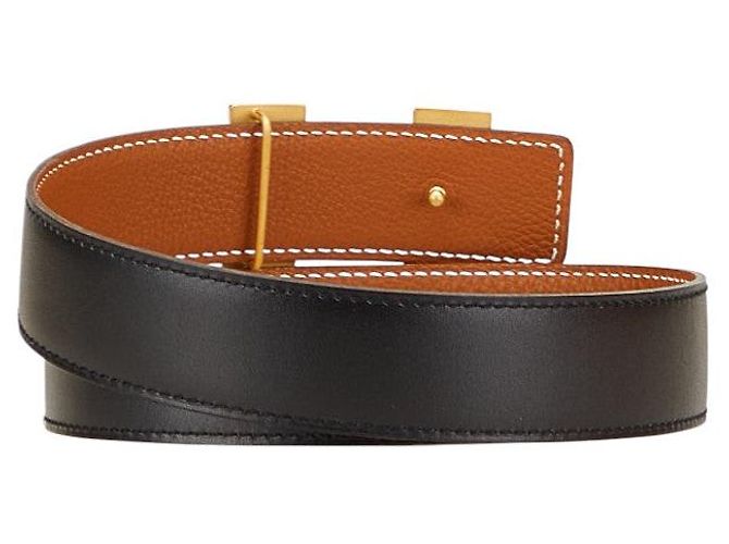 Cinturón Hermès Constance H de piel box Togo Negro - vista 3