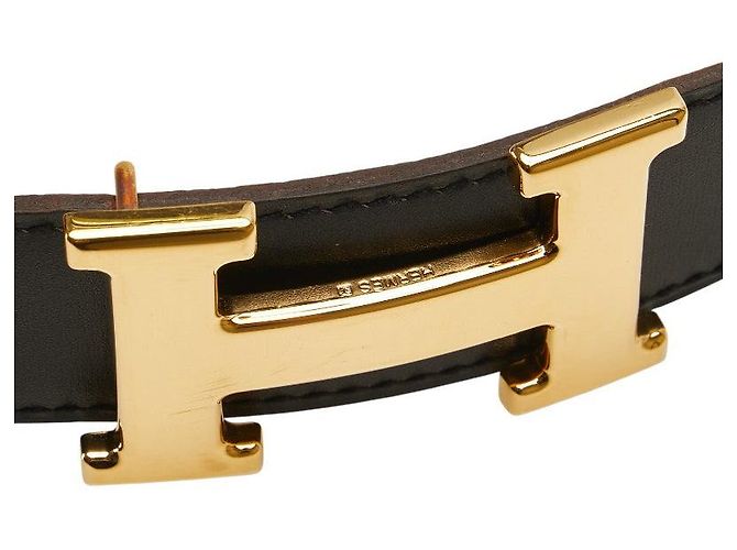 Cinturón Hermès Constance H de piel box Togo Negro - vista 4