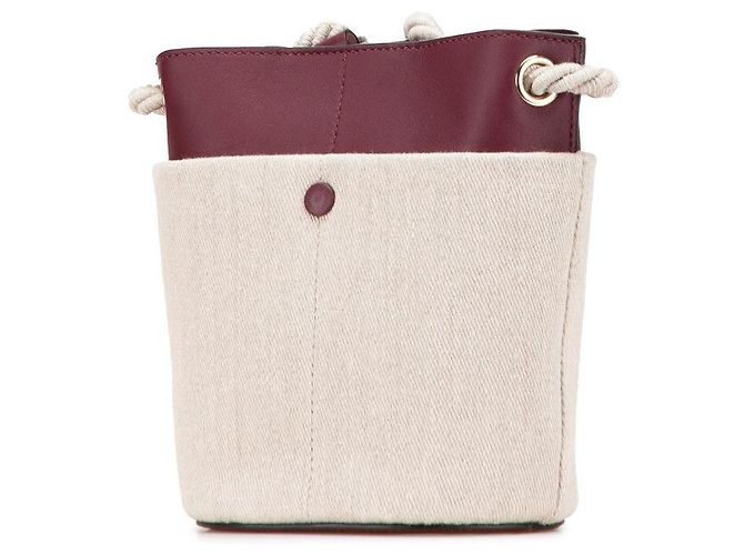 Chloé Borsa a secchiello in pelle e lino KEY di Chloe Marrone Beige - vista 2