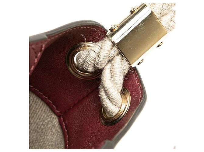 Chloé Borsa a secchiello in pelle e lino KEY di Chloe Marrone Beige - vista 5