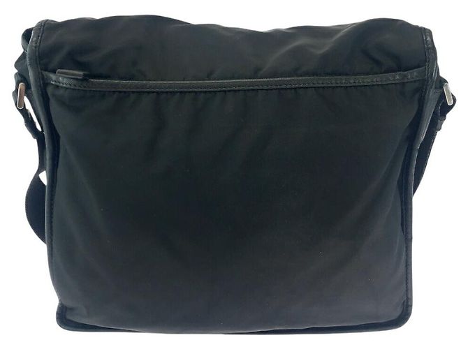 Bolsa mensageiro em nylon tessuto com logo triangular Prada Preto - vista 2