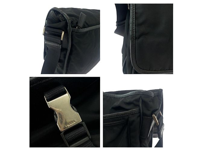 Bolsa mensageiro em nylon tessuto com logo triangular Prada Preto - vista 5