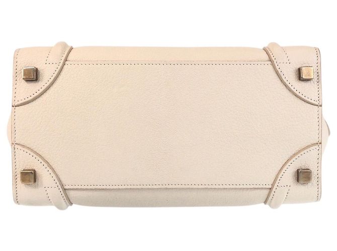 Céline Celine Luggage Micro Leder Tote Elfenbein Weiß - Ansicht 10