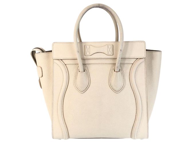 Céline Celine Luggage Micro Leder Tote Elfenbein Weiß - Ansicht 2