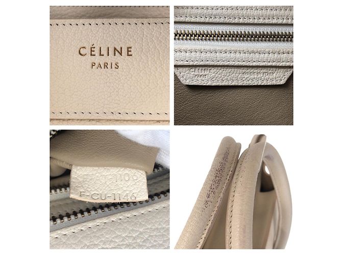Céline Celine Luggage Micro Leder Tote Elfenbein Weiß - Ansicht 4