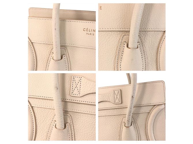 Céline Celine Luggage Micro Leder Tote Elfenbein Weiß - Ansicht 5