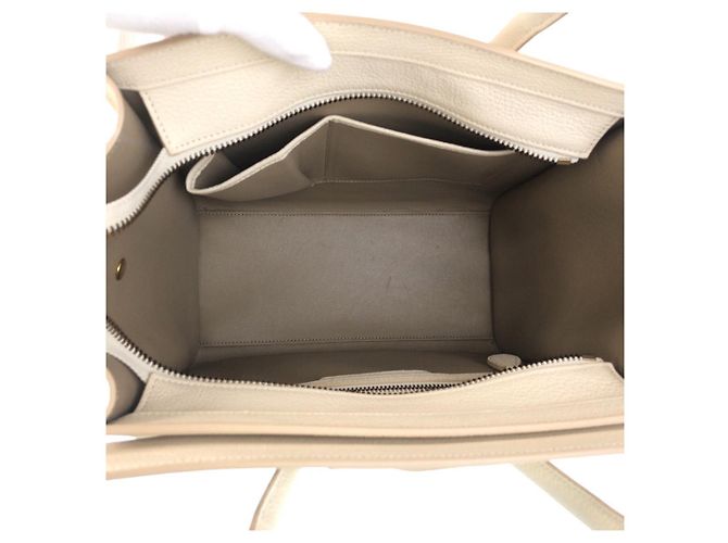 Céline Celine Luggage Micro Leder Tote Elfenbein Weiß - Ansicht 9