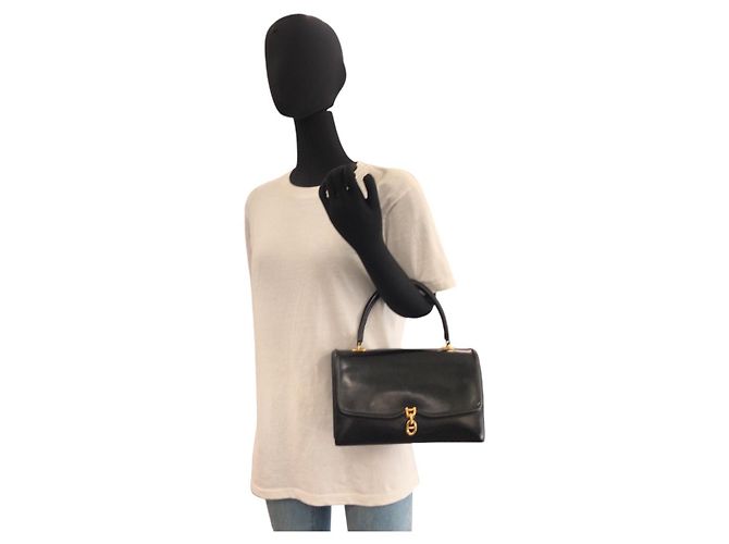 Vintage Chaine d'Ancre Handtasche Hermès Schwarz Gold - Ansicht 8