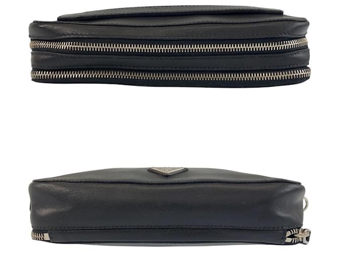 Clutch de couro com logo triangular Prada Preto - vista 10