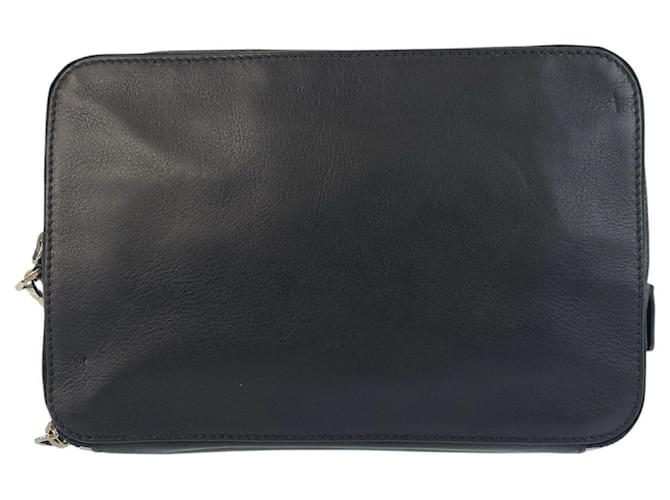 Clutch de couro com logo triangular Prada Preto - vista 2