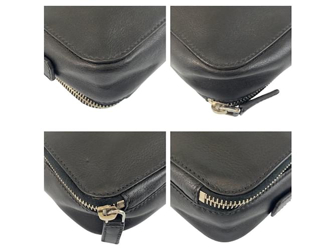 Clutch de couro com logo triangular Prada Preto - vista 3