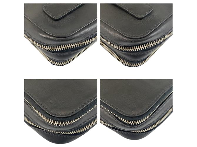 Clutch de couro com logo triangular Prada Preto - vista 4