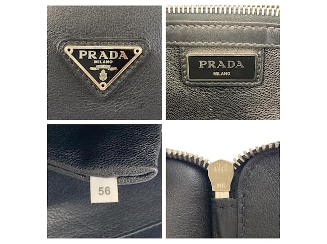 Clutch de couro com logo triangular Prada Preto - vista 5