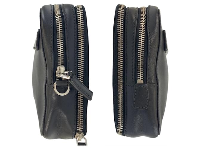 Clutch de couro com logo triangular Prada Preto - vista 7