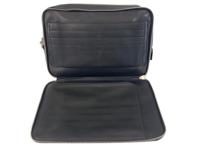 Clutch de couro com logo triangular Prada Preto - vista 9