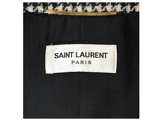 Saint Laurent Single-Breasted Houndstooth Blazer in Black and White Wool Python print - view 4