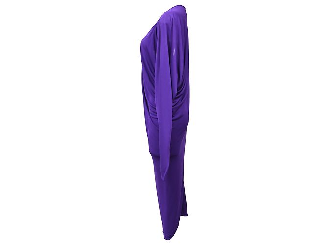 Lanvin Langarm-Jersey-Kleid aus lila Polyester - Ansicht 2