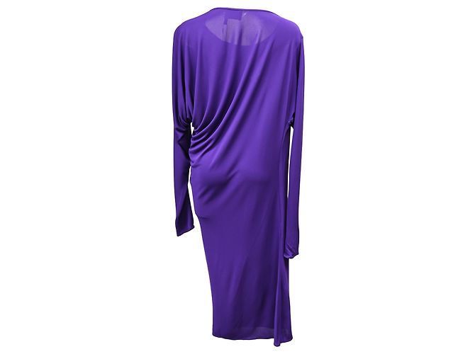 Lanvin Langarm-Jersey-Kleid aus lila Polyester - Ansicht 3