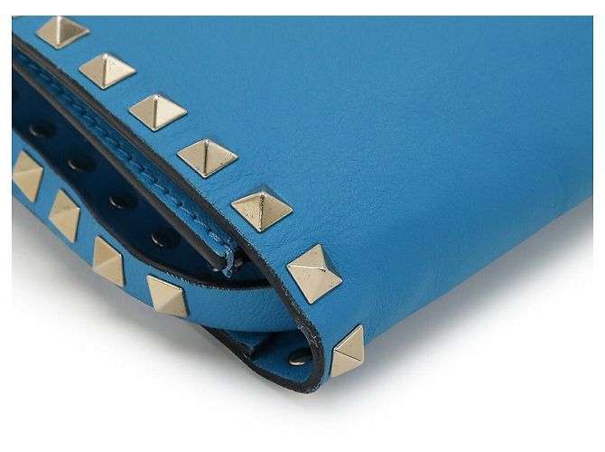 Valentino Garavani Borsa a Spalla Valentino in Pelle Rockstud 2WAY Blu - vista 3