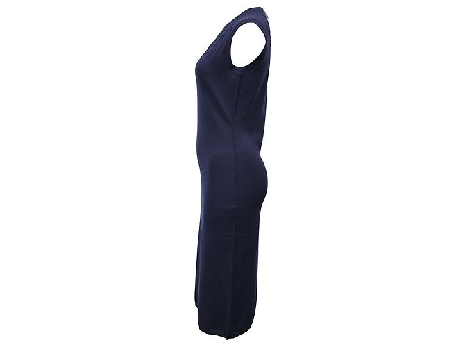 Lanvin Strick-Midi-Kleid aus Marineblauer Wolle - Ansicht 2