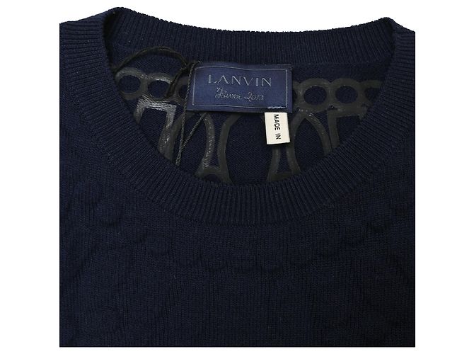Lanvin Strick-Midi-Kleid aus Marineblauer Wolle - Ansicht 5