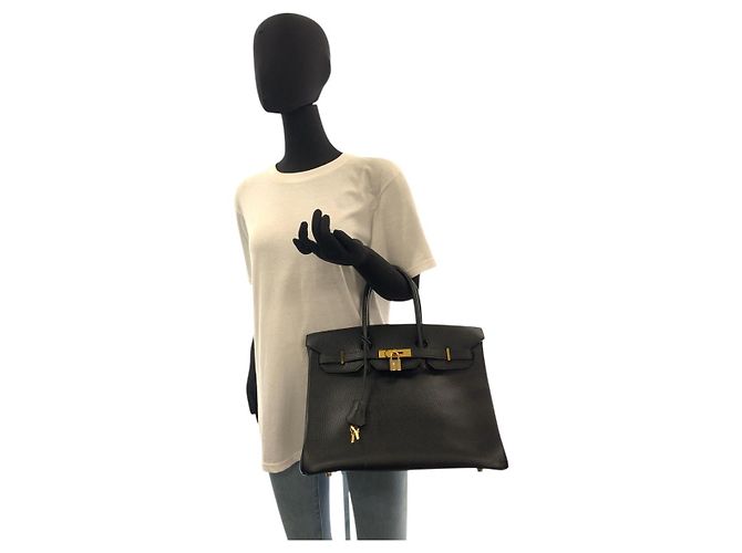 Borsa Hermès Birkin 35 Nera Hardware Dorato Nero - vista 7