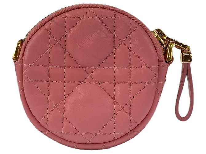 Mini borsa a tracolla rotonda Cannage Caro in pelle Dior Rosa - vista 3