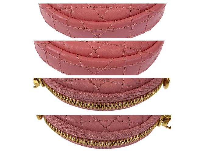 Mini borsa a tracolla rotonda Cannage Caro in pelle Dior Rosa - vista 4