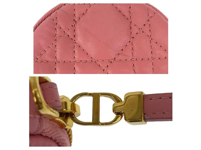 Mini borsa a tracolla rotonda Cannage Caro in pelle Dior Rosa - vista 6